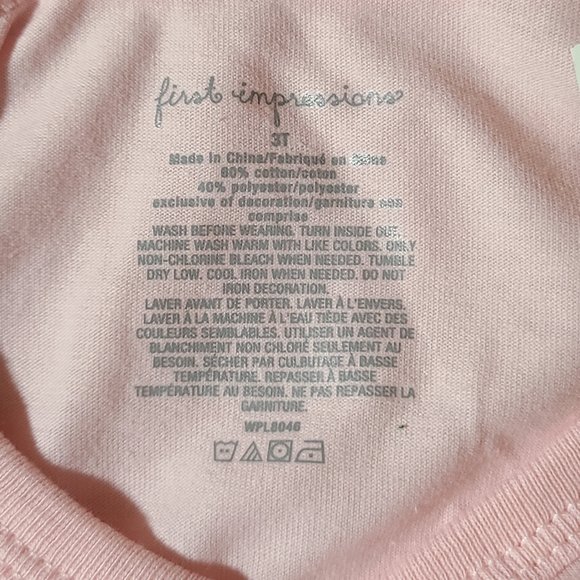 First Impressions Pink Long Sleeve Girls 3T Shirt NWT - Picture 3 of 9